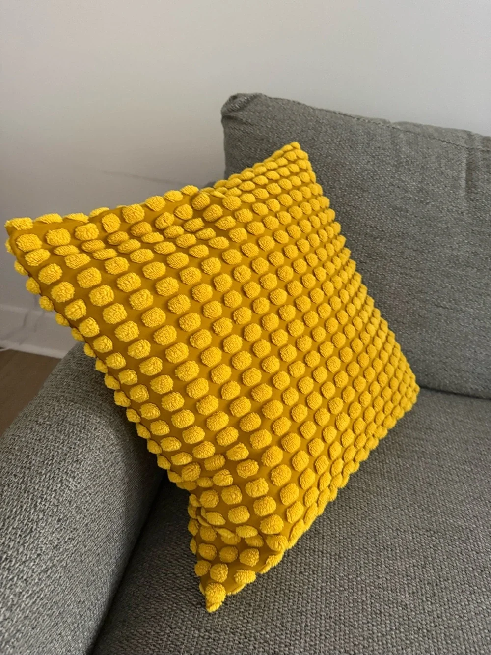 Mustard Yellow Textured Throw Pillow Cover 20x20 Tufted Dot Accent